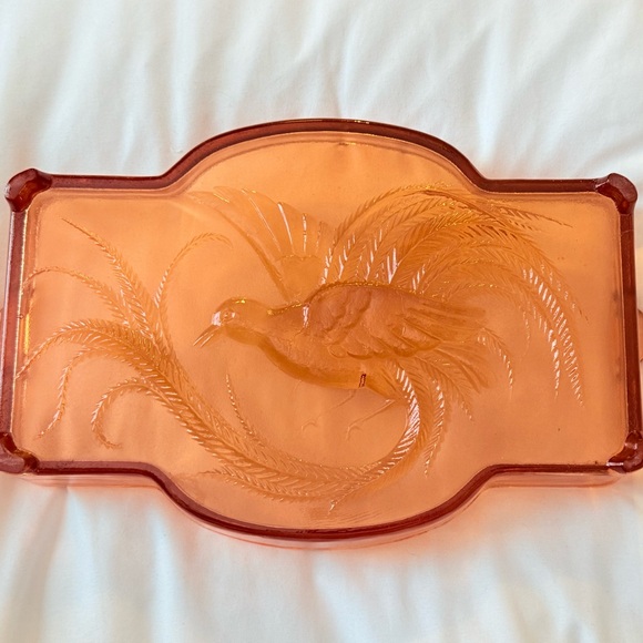 Elegant Amber Glass Decorative Tray - Picture 1 of 7